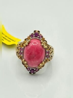 Incredible Designer Signed Rhodochrosite & Rhodolite Garnet Ring